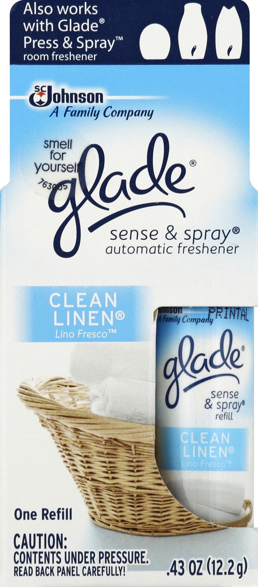 slide 5 of 6, Glade Clean Linen Sense & Spray Refill, 0.43 oz