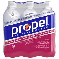 Propel Electrolyte Water Beverage, Zero Sugar, Black Cherry, 6 Pack