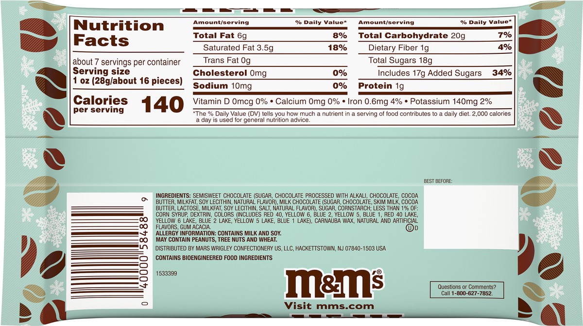 slide 2 of 7, M&M's Dark & Milk Chocolate Espresso Christmas Candy, 7.44 oz Bag, 7.44 oz