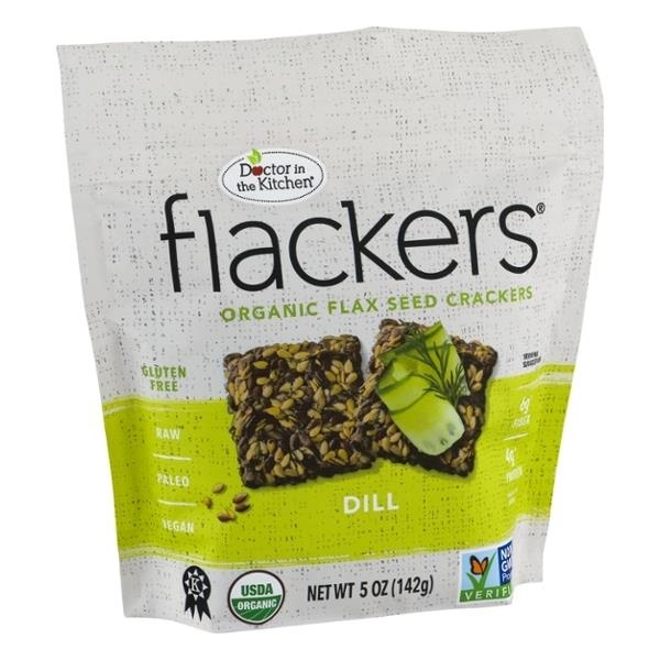 slide 1 of 1, Doctor in the Kitchen Flackers Organic Flax Seed Crackers Dill, 5 oz