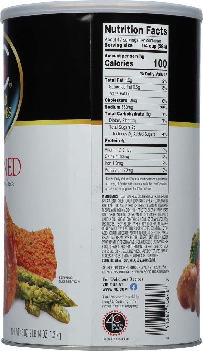 slide 4 of 14, 4C Seasoned Bread Crumbs with Pecorino Romano Cheese 46 oz, 46 oz