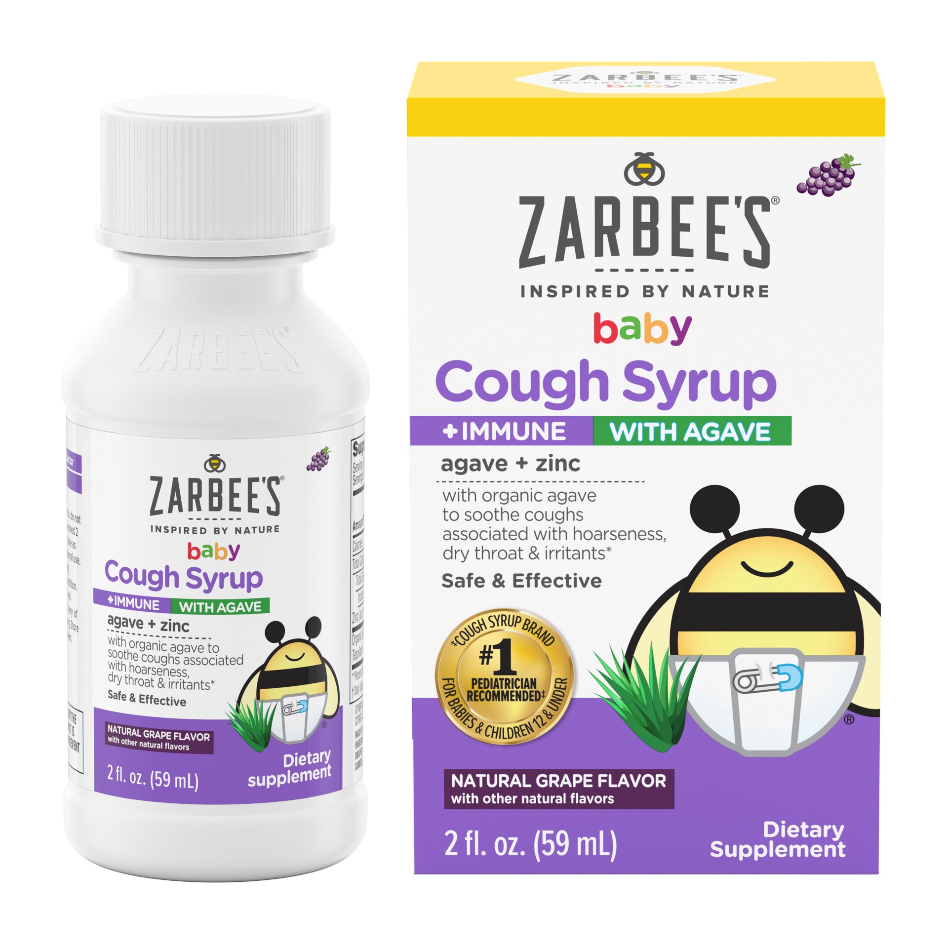 slide 2 of 5, Zarbee's Naturals Zarbee's Baby Cough Syrup + Immune with Organic Agave & Zinc - Natural Grape Flavor - 2 fl oz, 2 fl oz