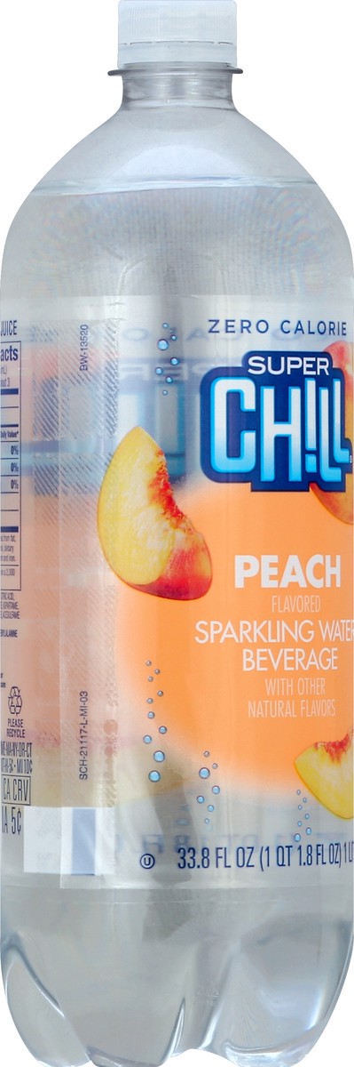 slide 3 of 8, Super Chill Sparkling Water Beverage, Peach Flavored- 33.8 oz, 33.8 oz