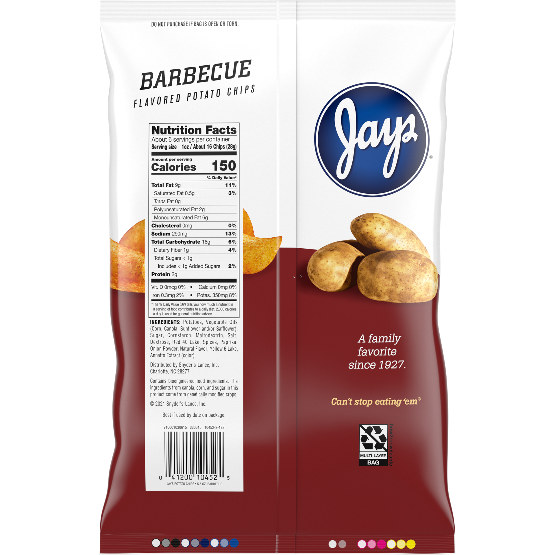 slide 2 of 5, Jays BBQ Potato Chips, 5.5 Oz Bag, 5.5 oz