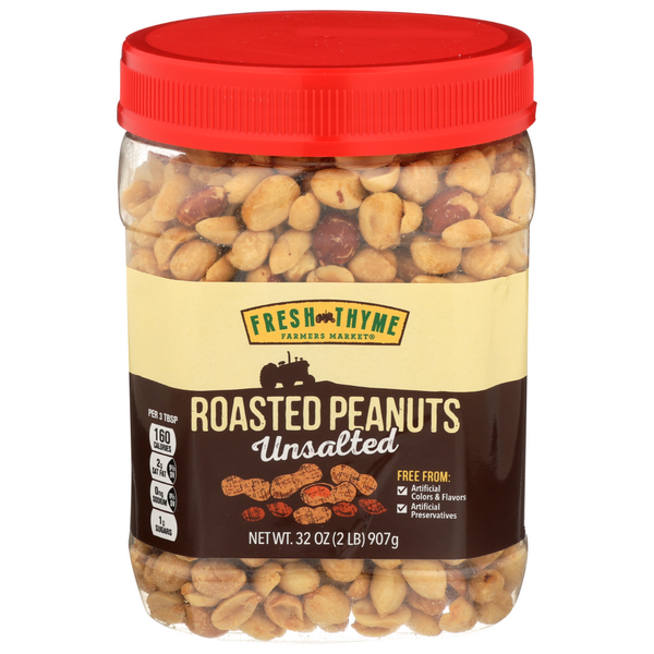 slide 1 of 1, Fresh Thyme Unsalted Peanuts Tub, 1 ct