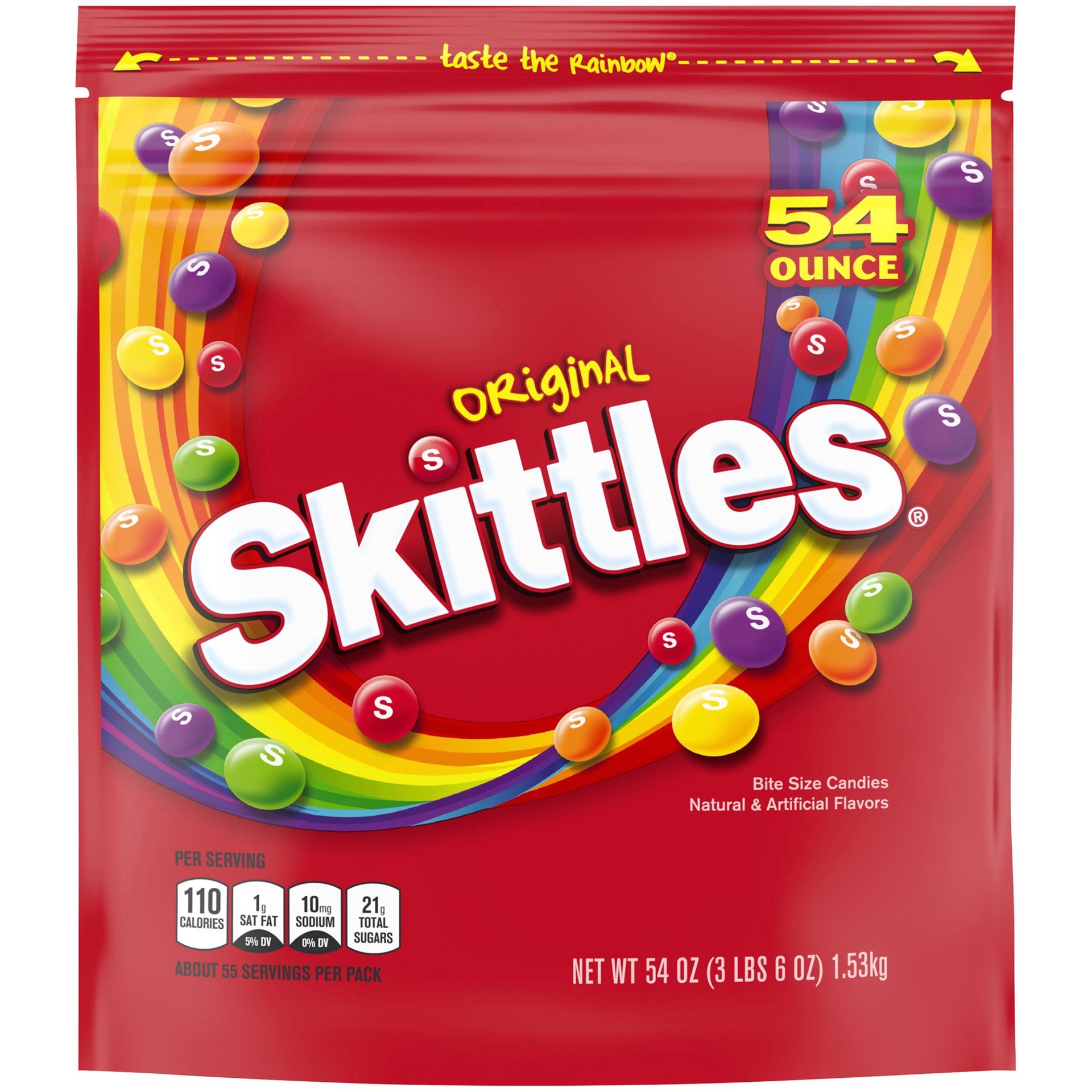 slide 1 of 8, SKITTLES Original Bulk Chewy Candy, Party Size, 54 oz Bag, 54 oz