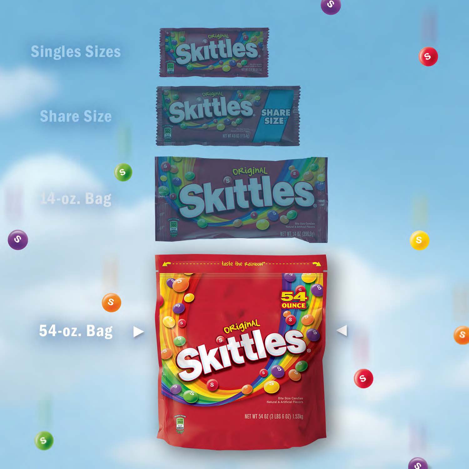 slide 2 of 8, SKITTLES Original Bulk Chewy Candy, Party Size, 54 oz Bag, 54 oz