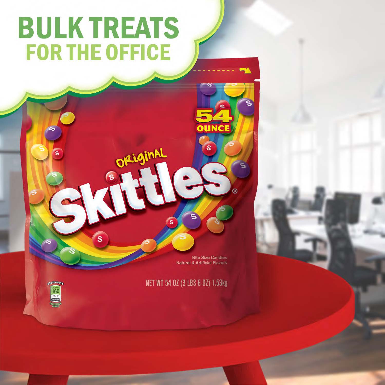 slide 8 of 8, SKITTLES Original Bulk Chewy Candy, Party Size, 54 oz Bag, 54 oz