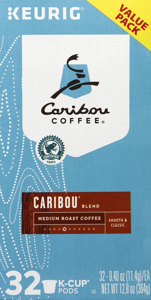 slide 2 of 7, Caribou Coffee Blend Medium Roast Coffee K-Cup Pods, 32 ct