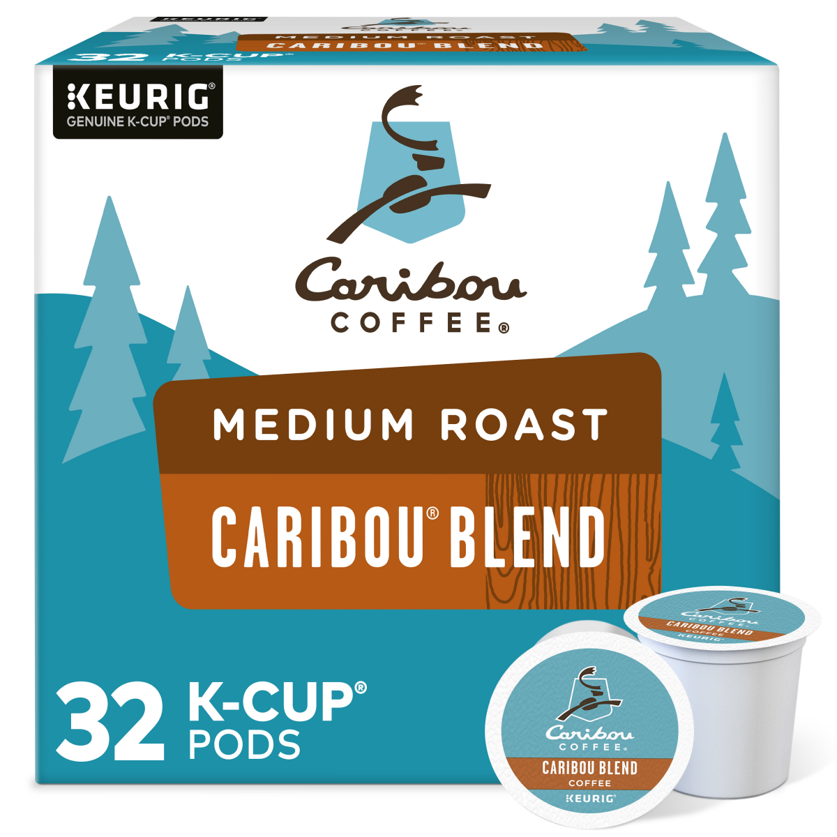 slide 1 of 7, Caribou Coffee Blend Medium Roast Coffee K-Cup Pods, 32 ct
