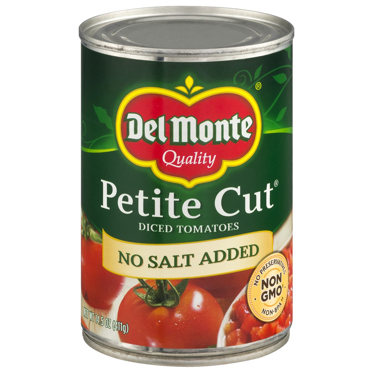 slide 1 of 9, Del Monte Petite Cut No Salt Added Diced Tomatoes 14.5 oz, 14.5 oz