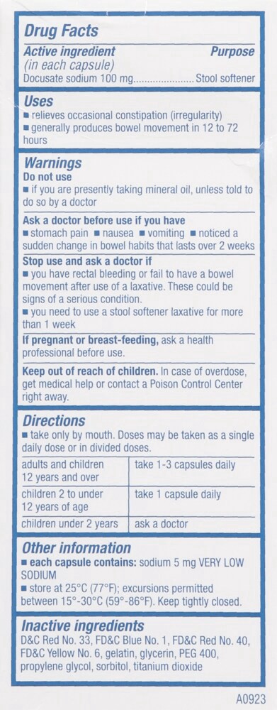 slide 3 of 4, Colace Regular Strength Stool Softener Value Size 100 Capsules, 100 ct