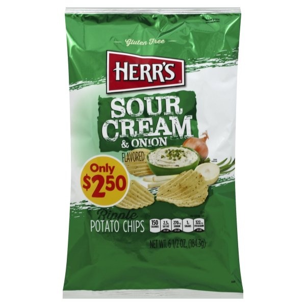 slide 1 of 1, Herr's Sour Cream & Onion Chips, 6.5 oz