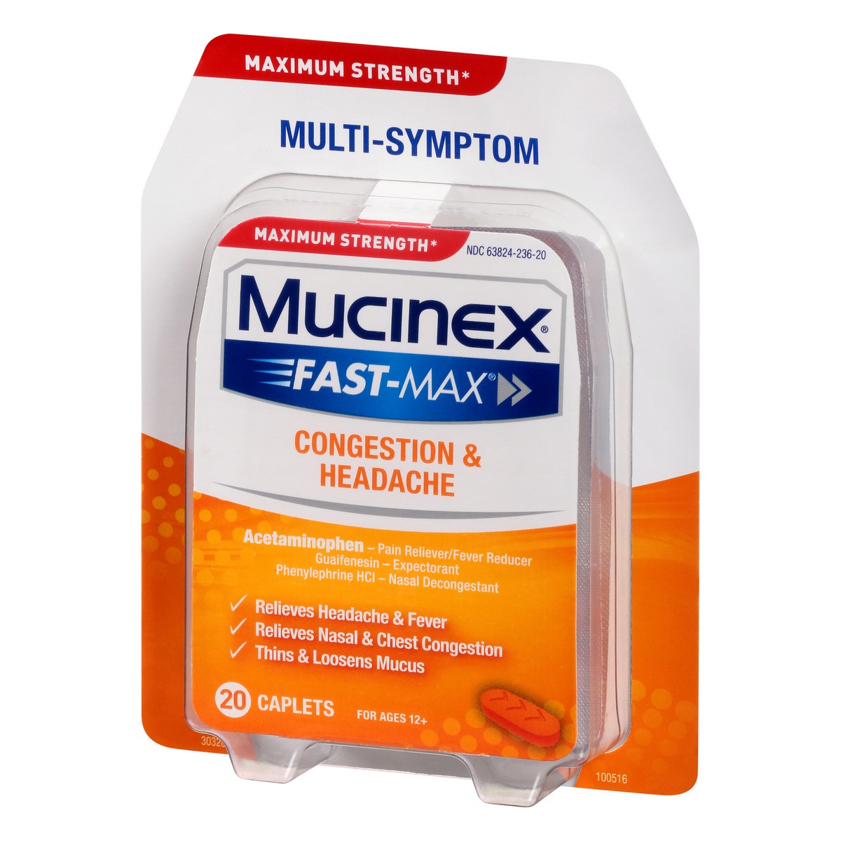 slide 9 of 9, Mucinex Fast-Max Adult Congestion & Headache Caplets, 20 Count, 20 ct