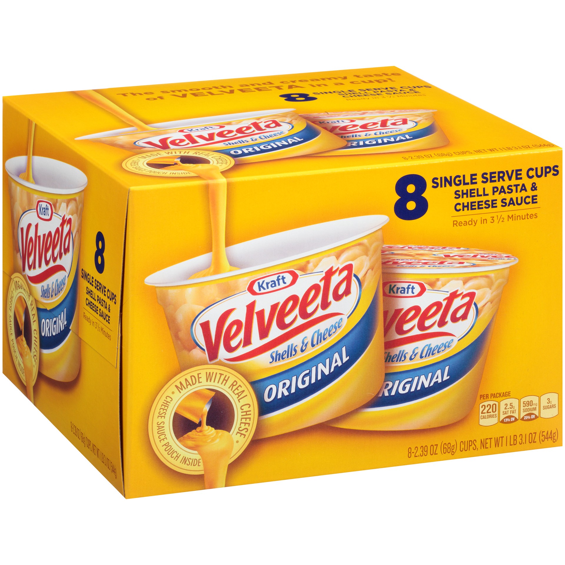 slide 4 of 5, Velveeta Original Shells and Cheese Cups, 8 ct - 19.12 oz Box, 8 ct; 2.39 oz