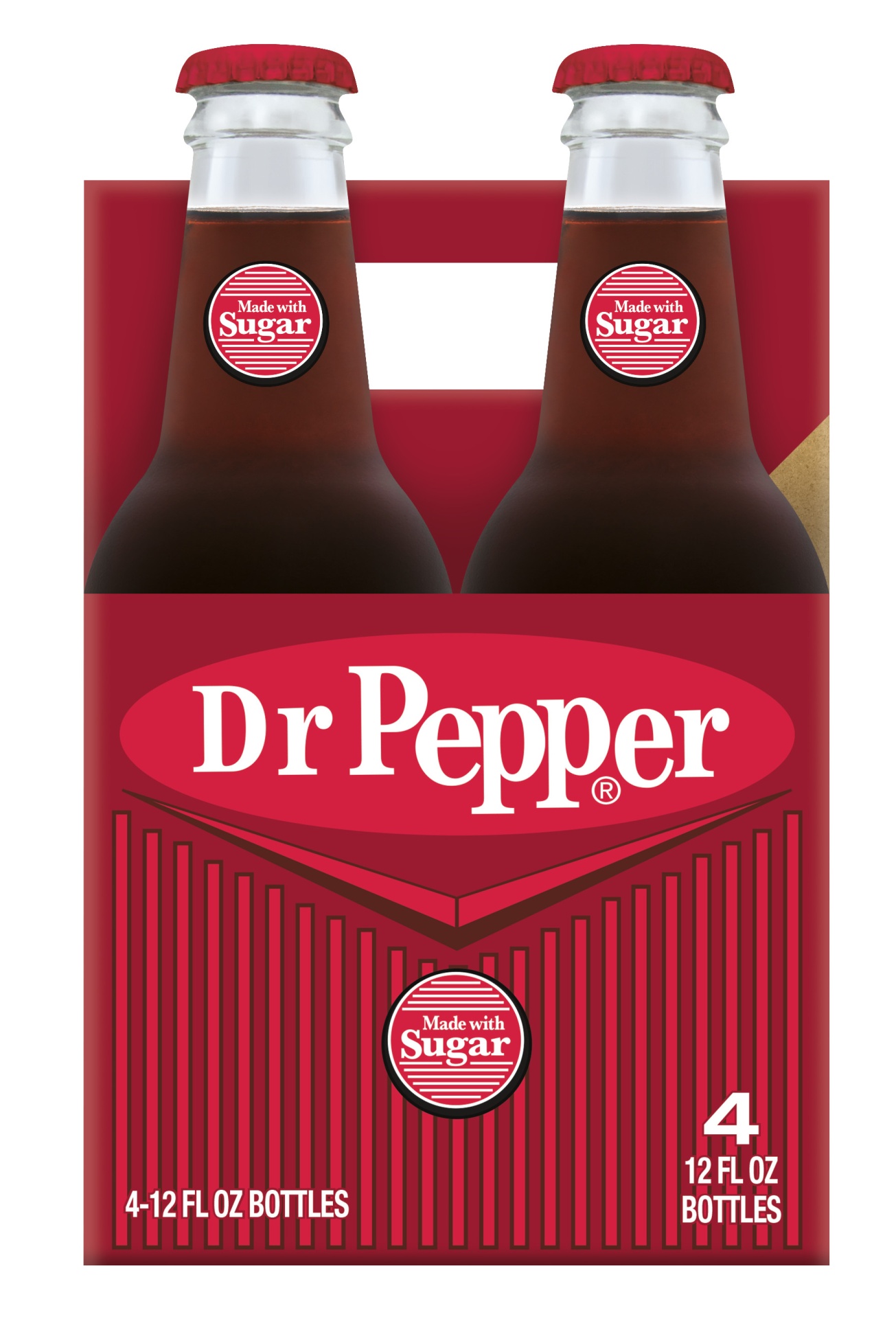 slide 1 of 3, Dr Pepper Made with Sugar, 4 ct; 12 fl oz