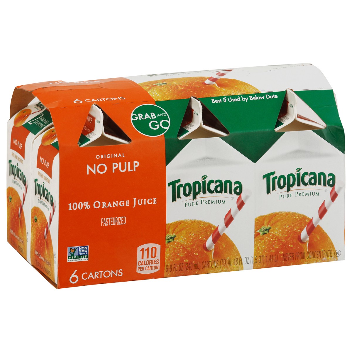 slide 3 of 9, Tropicana Pure Premium Original No Pulp Orange 100% Juice - 6 ct, 6 ct