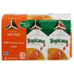Tropicana Pure Premium Original No Pulp Orange 100% Juice - 6 ct