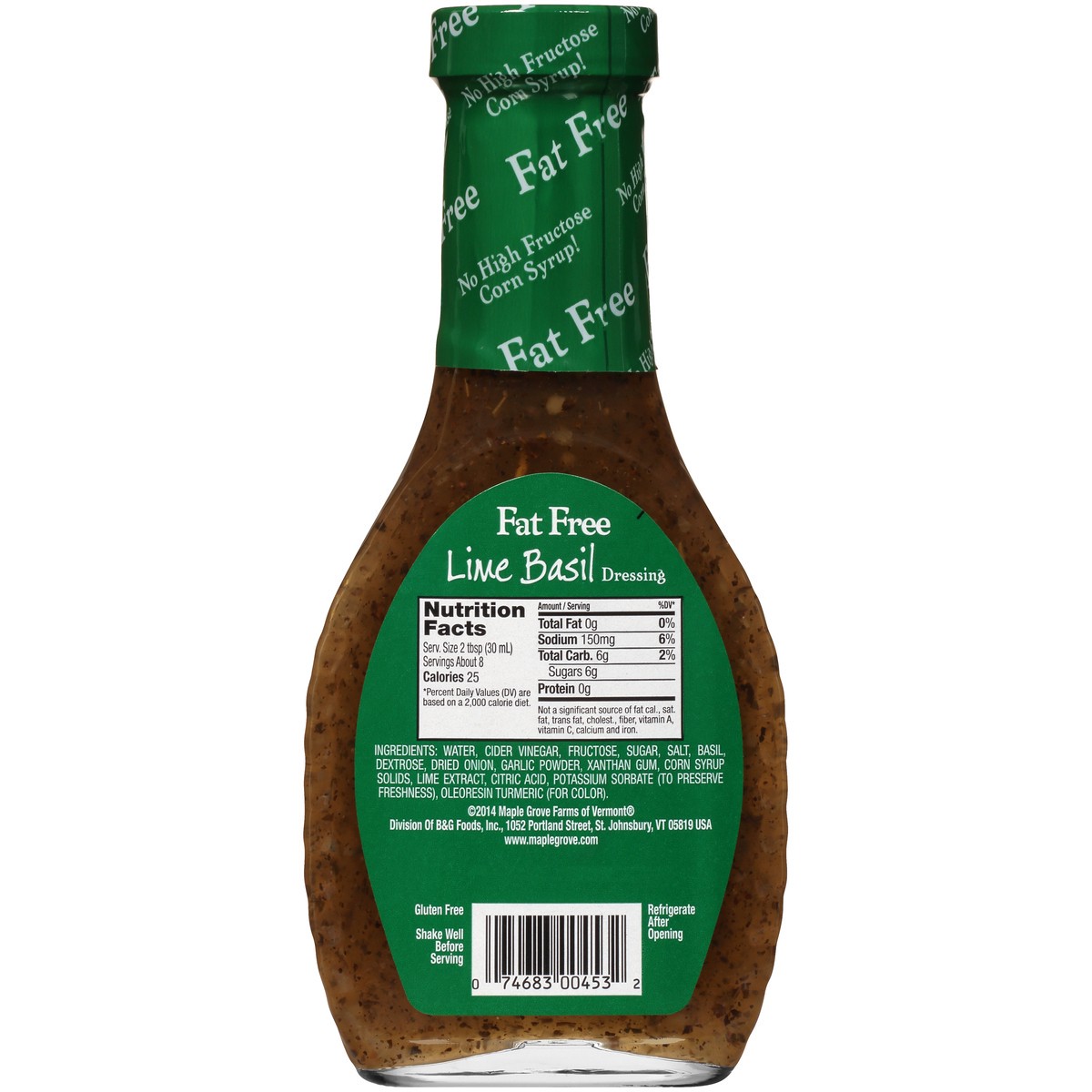 slide 7 of 9, Maple Grove Farms of Vermont Lime Basil Fat Free Dressing 8 fl. oz. Bottle, 8 fl oz