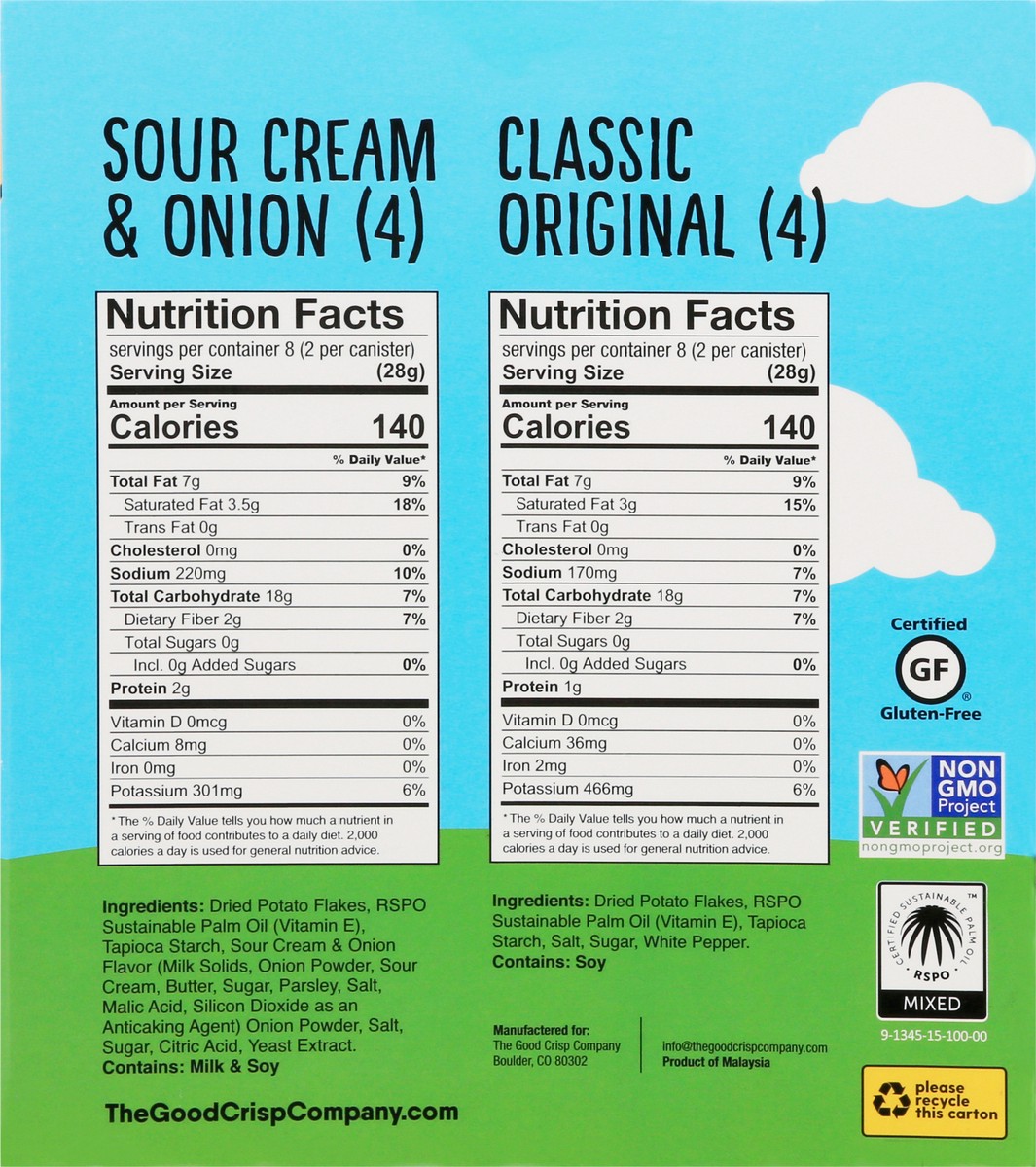 slide 11 of 13, The Good Crisp Company 8 Pack Sour Cream & Onion/Classic Original Potato Crisps 8 ea, 8 ct