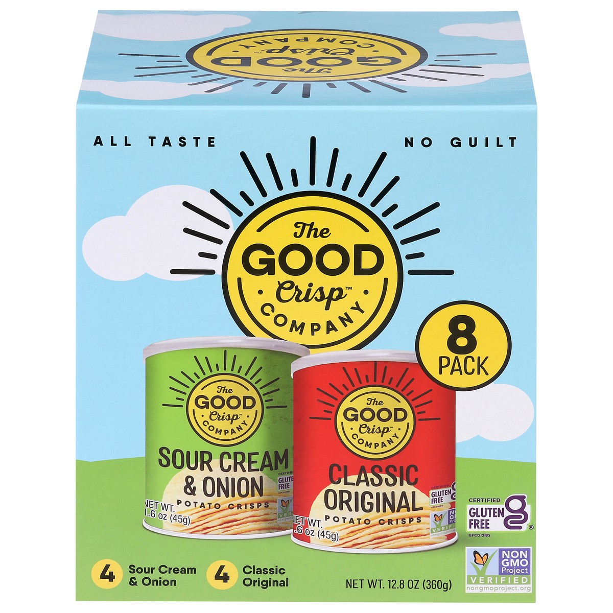 slide 1 of 13, The Good Crisp Company Sour Cream & Onion / Classic Original Potato Crisps 8 Packs, 8 ct