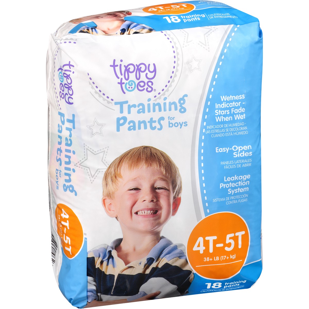 slide 2 of 8, Tippy Toes Training Pants For Boys, 4T-5T 38+ Lb, 18 ct