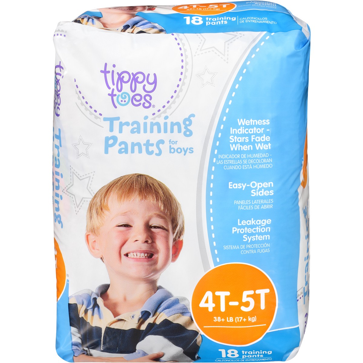 slide 1 of 8, Tippy Toes Training Pants For Boys, 4T-5T 38+ Lb, 18 ct