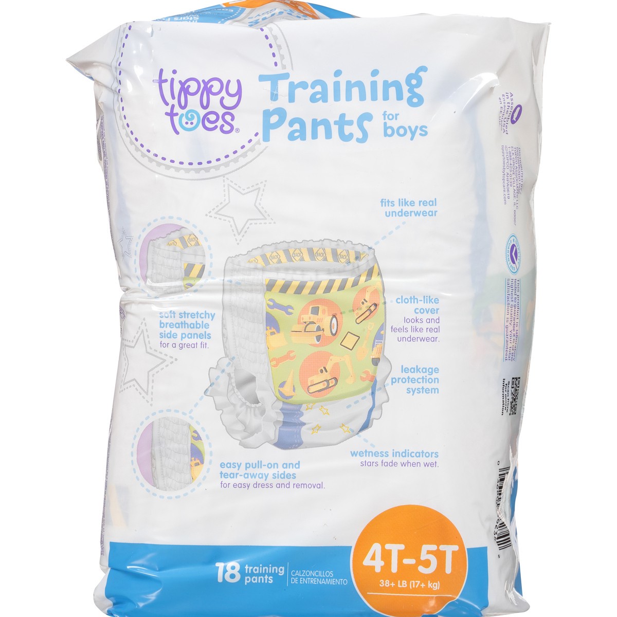 slide 8 of 8, Tippy Toes Training Pants For Boys, 4T-5T 38+ Lb, 18 ct