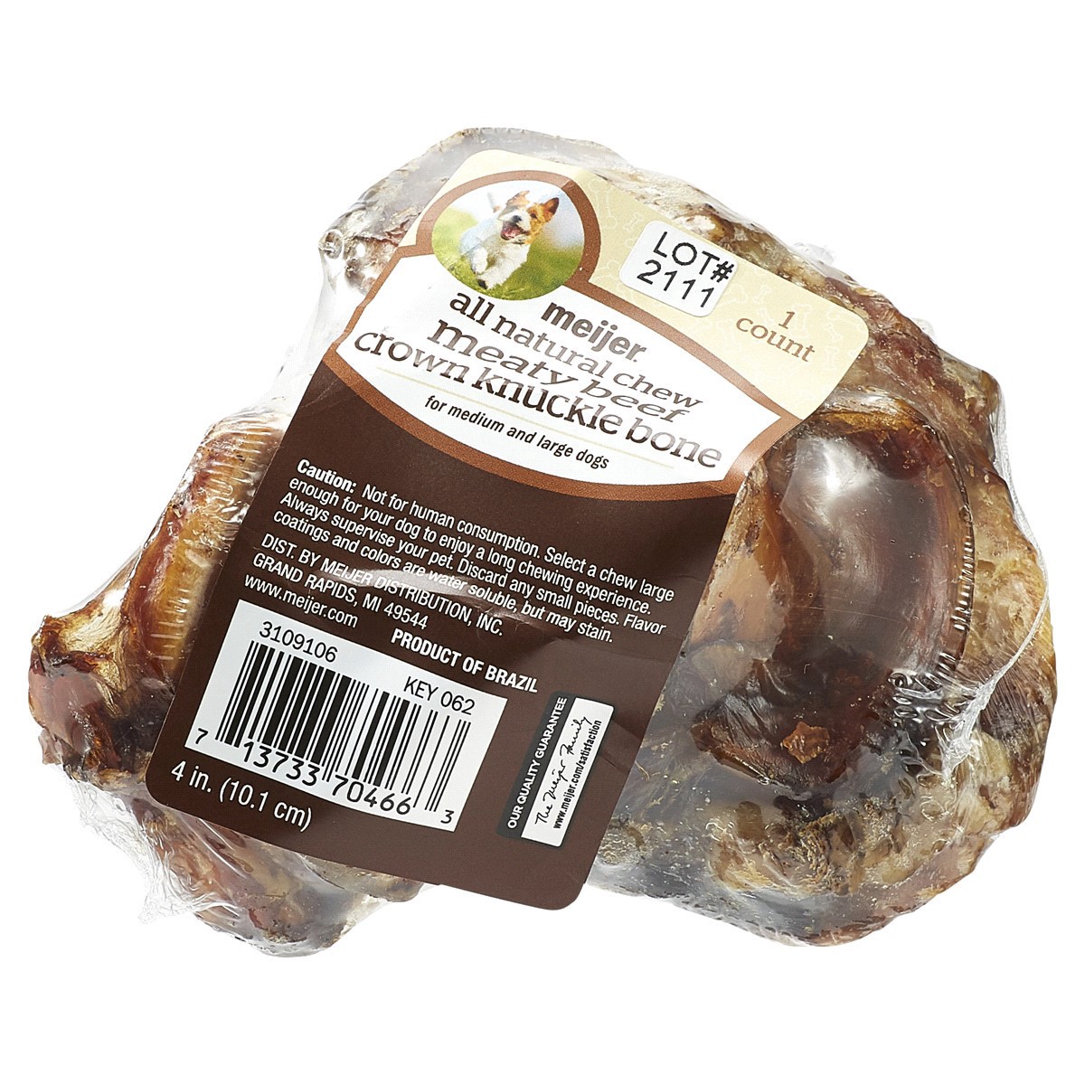 slide 9 of 29, Meijer All Natural Chew Meaty Beef Crown Knuckle Bone, 4, 1 ct