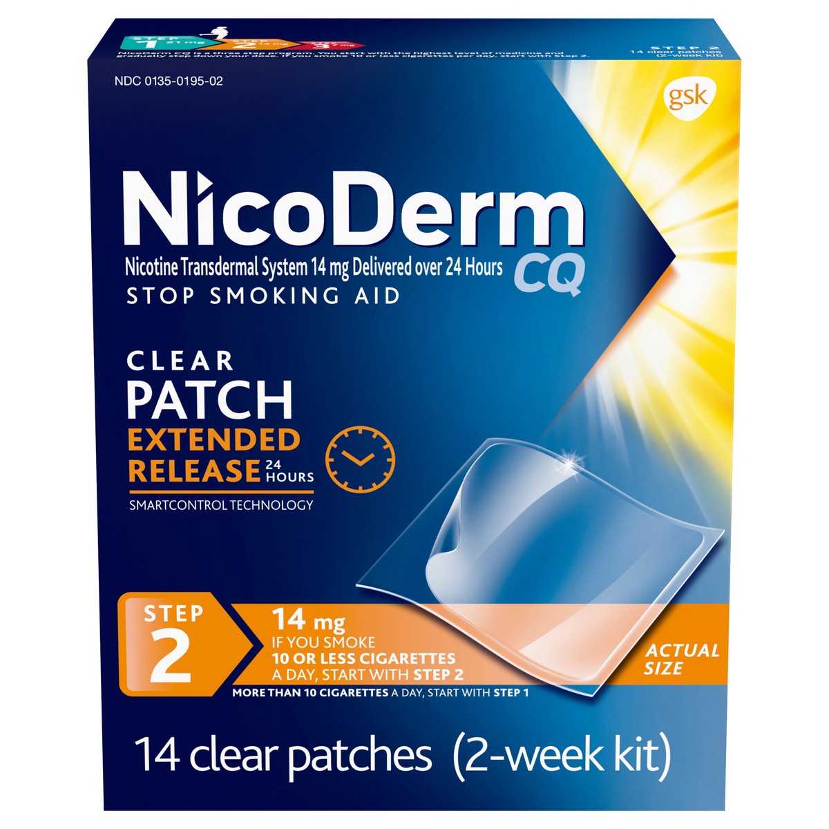 slide 1 of 9, NicoDerm CQ Nicotine Patches to Stop Smoking, Step 2 - 14 ct, 14 ct