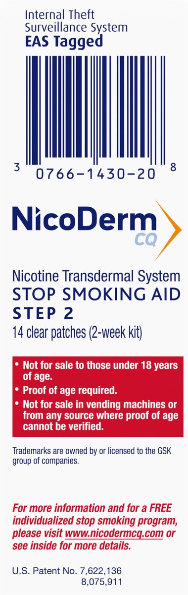 slide 9 of 9, NicoDerm CQ Nicotine Patches to Stop Smoking, Step 2 - 14 ct, 14 ct