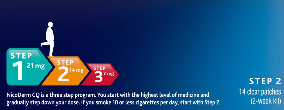 slide 7 of 9, NicoDerm CQ Nicotine Patches to Stop Smoking, Step 2 - 14 ct, 14 ct