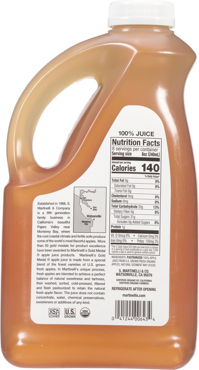 slide 5 of 9, Martinelli's Organic Apple Juice 0.5 gal, 