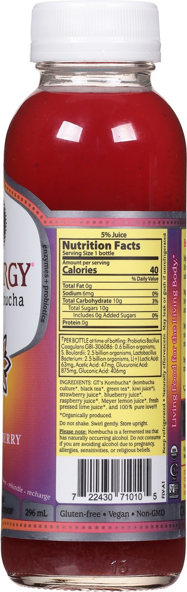 slide 8 of 9, GT's Raw Lemon Berry Kombucha 10 fl oz, 10 fl oz