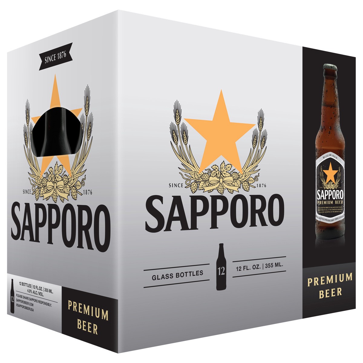 slide 2 of 9, Sapporo Premium Beer 12pk 12oz Bottles, 12 ct; 12 fl oz