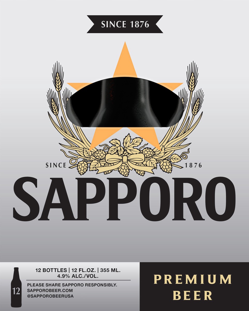 slide 3 of 9, Sapporo Premium Beer 12pk 12oz Bottles, 12 ct; 12 fl oz