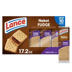 Nekot Fudge Flavored Sandwich Cookies, 10 Individually Wrapped Packs, 6 Sandwiches Each