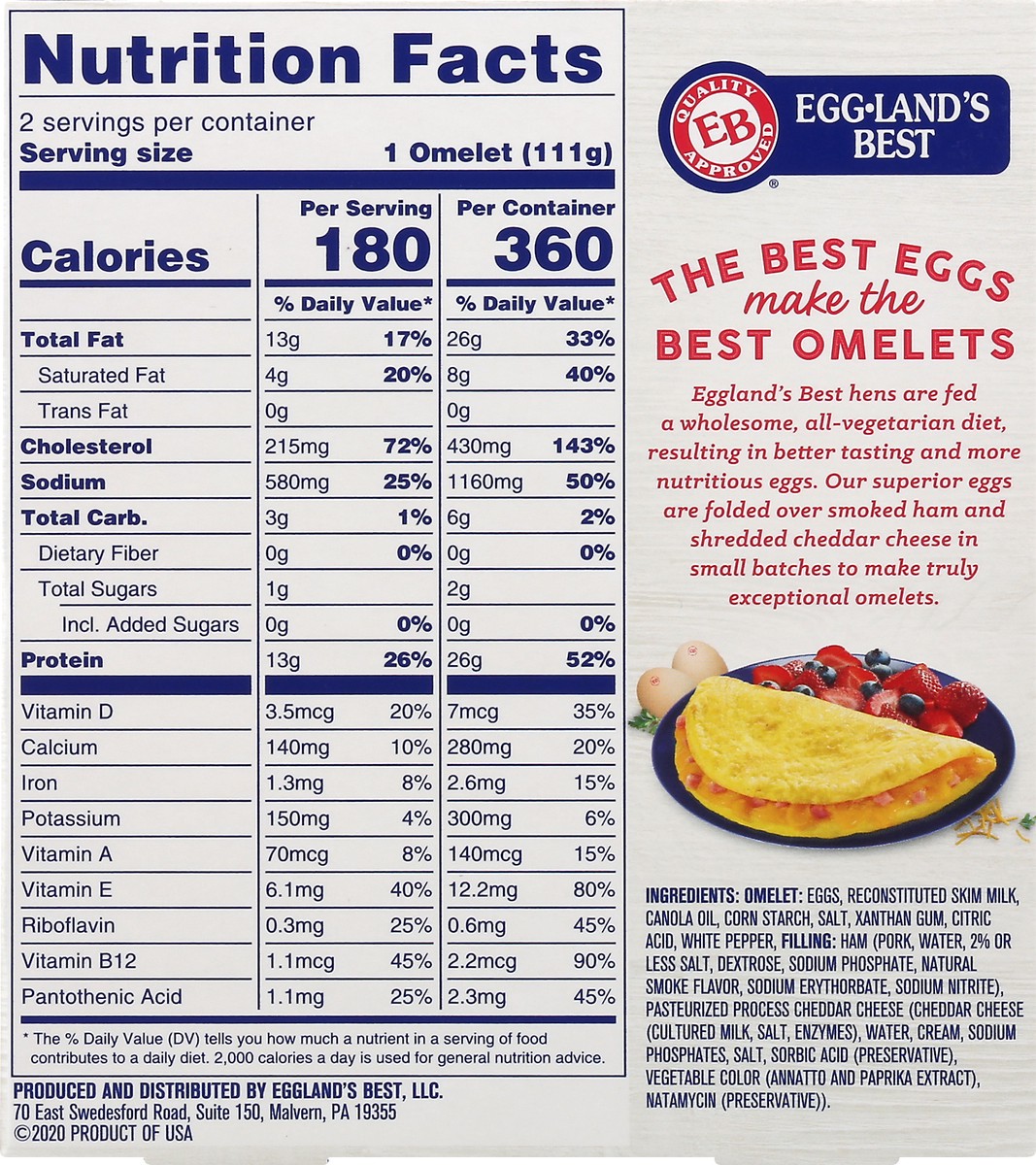 slide 13 of 13, Eggland's Best Ham & Cheese Omelets, 2 ct
