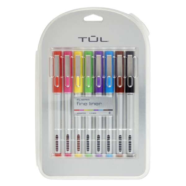 TUL Fine Liner Felt-Tip Pens, Fine Point, 1.0 Mm, Silver Barrels