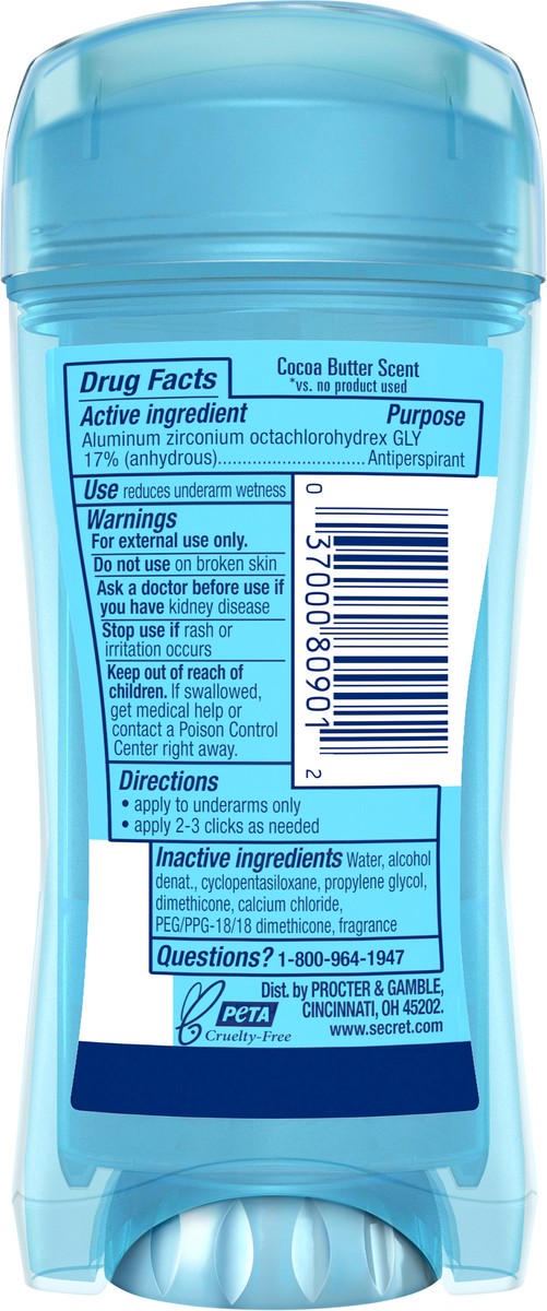 slide 2 of 3, Secret Fresh Clear Gel Antiperspirant and Deodorant for Women, Cocoa Butter Scent, 2.6 oz, 2.6 oz