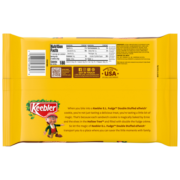 slide 2 of 5, KEEBLER E.L. Fudge Elfwich Double Fudge Cookies 13oz / 368g, 13 oz