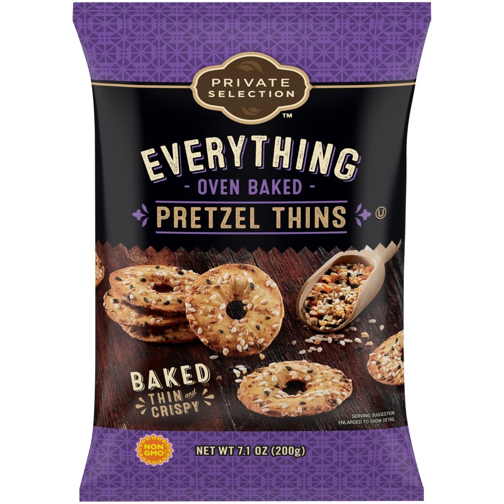 slide 1 of 1, Private Selection Everything Pretzel Thins, 7.1 oz