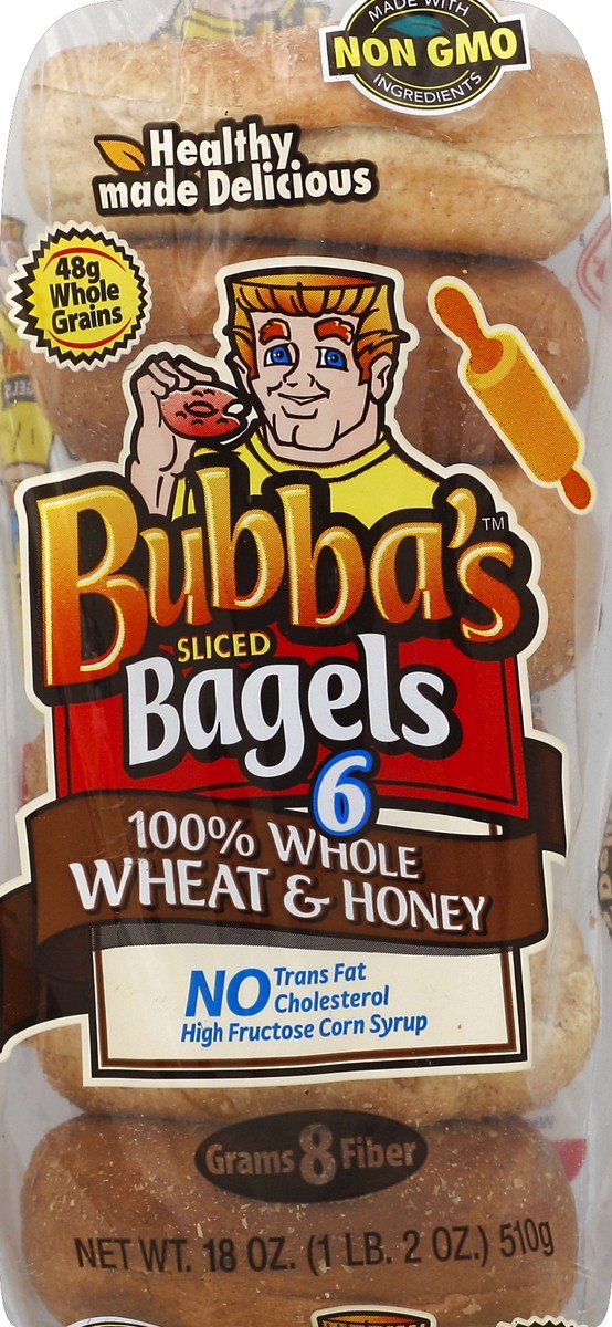 slide 1 of 1, Bubbas Bagels 6 ea, 18 oz