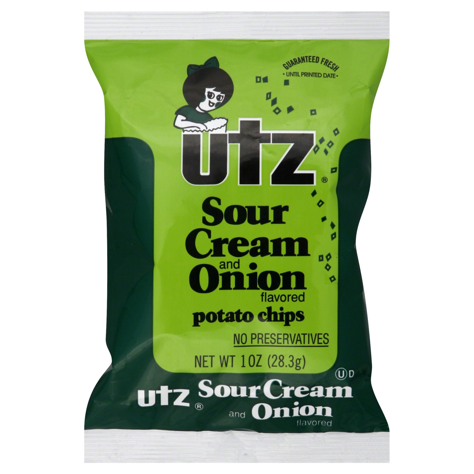 slide 1 of 1, Utz Potato Chips, Sour Cream and Onion Flavored, 1 oz