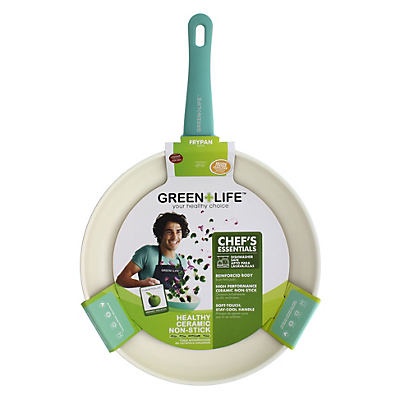 slide 1 of 1, GreenLife Soft Grip Ceramic Non-Stick Open Frypan 12" Turquoise, 12 in