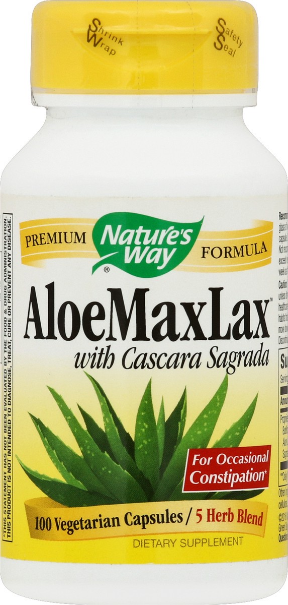 slide 2 of 2, Nature's Way AloeMaxLax, Cascara Sagrada for Occasional Constipation*, 360 mg per serving, 100 Count, 100 ct