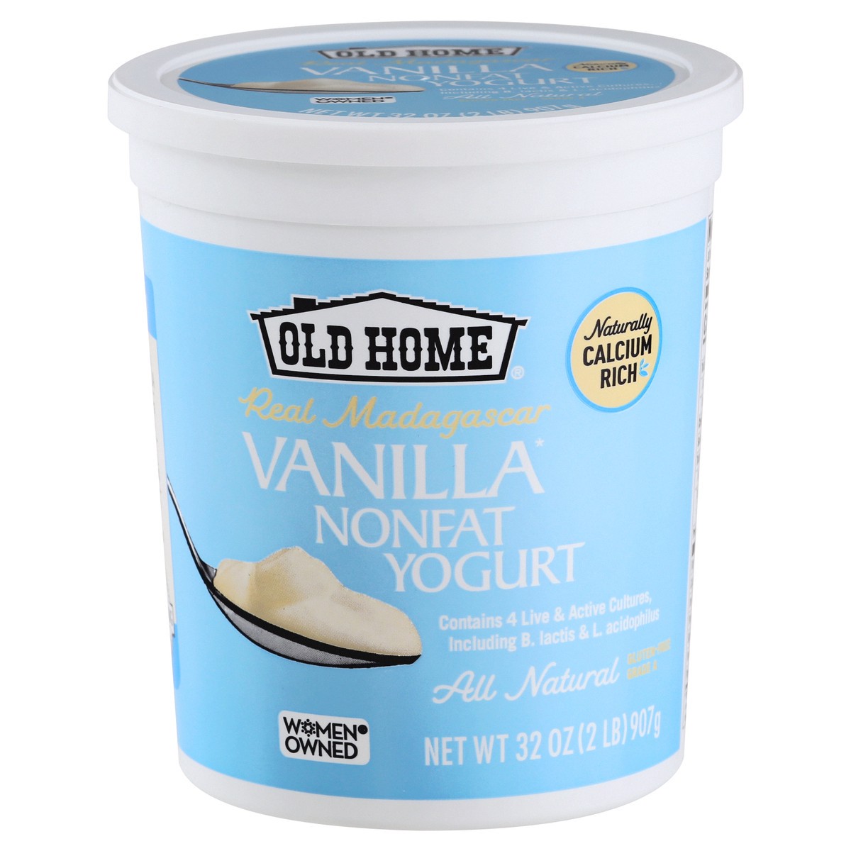 slide 13 of 13, Old Home Vanilla Non Fat Yogurt, 32 oz