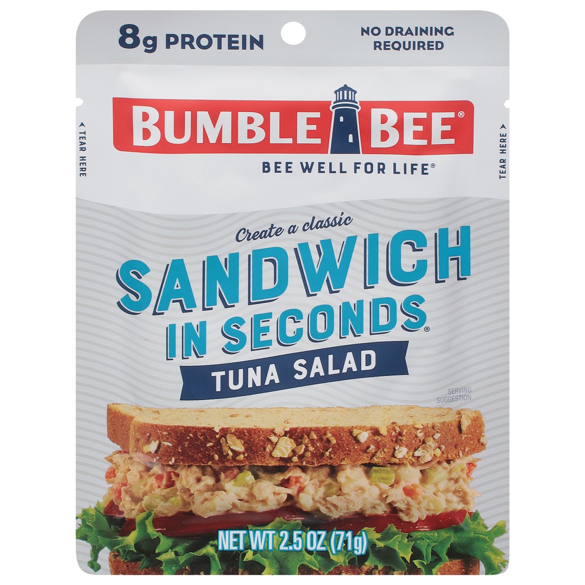 slide 1 of 9, Bumble Bee Tuna Salad Sandwich in Seconds, 2.5 oz Pouch, 2.5 oz