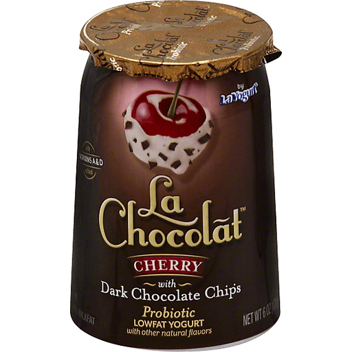 slide 1 of 1, La Chocolat Probiotic Low Fat Cherry Yogurt with Dark Chocolate Chips, 6 oz