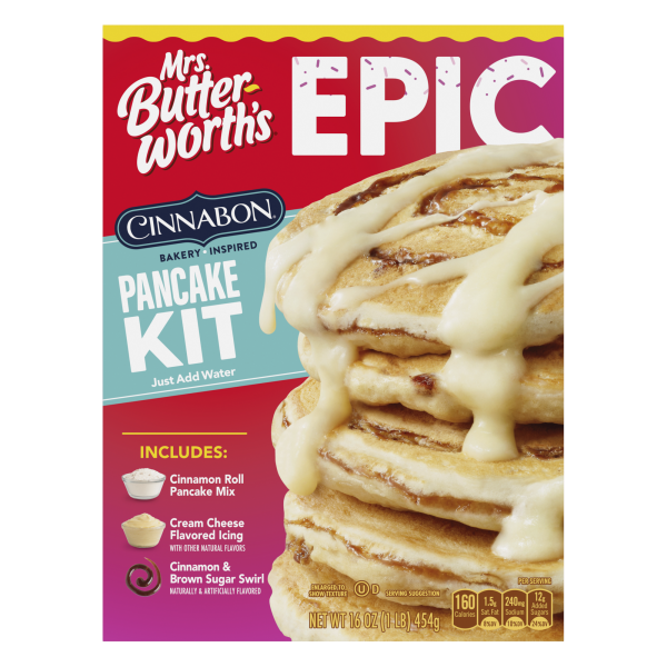 slide 23 of 29, Mrs. Butterworth's Cinnabon Pancake Kit 16 oz, 16 oz